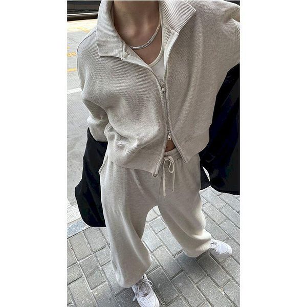 women's jackets fall 2021 waffle suit women loose thin fashion sports jacket casual sweatpants two piece sets, Black;brown
women's jackets fall 2021 waffle suit women loose thin fashion sports jacket casual sweatpants two piece sets, Black;brown