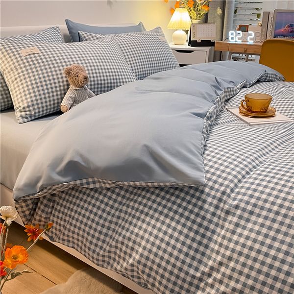 2021 four simple lattice bed fitted sheet quilt cover student dormitory all cotton three piece set
2021 four simple lattice bed fitted sheet quilt cover student dormitory all cotton three piece set