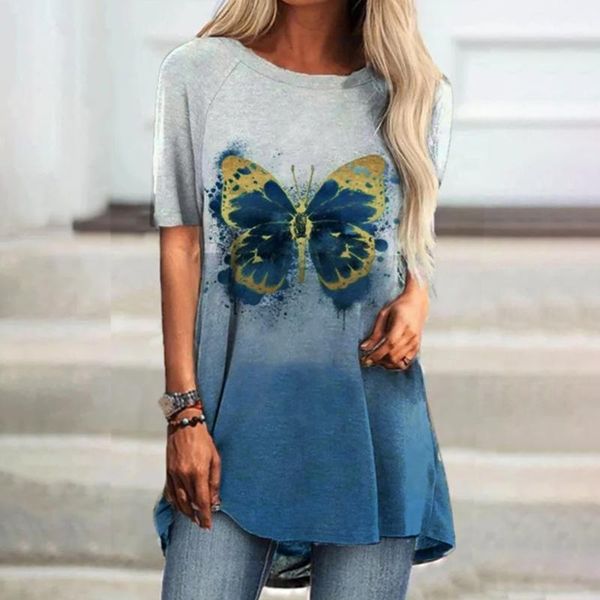 women's blouses & shirts butterfly print summer o-neck loose casual short sleeve femme female blusas, White
women's blouses & shirts butterfly print summer o-neck loose casual short sleeve femme female blusas, White