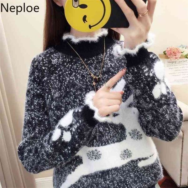 korean autumn winter loose wild s sweaters turtleneck anmial patterns pullovers preppy style knitted sweater 45513 210422, White;black
korean autumn winter loose wild s sweaters turtleneck anmial patterns pullovers preppy style knitted sweater 45513 210422, White;black