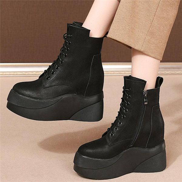 boots platform oxfords shoes women lace up genuine leather wedges high heel motorcyle female round toe fashion sneakers, Black
boots platform oxfords shoes women lace up genuine leather wedges high heel motorcyle female round toe fashion sneakers, Black