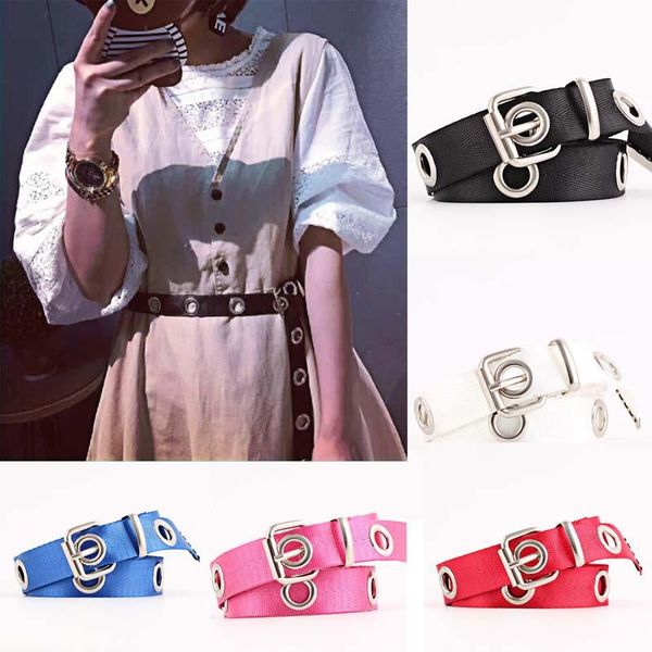women students jean canvas waist belts silver pin buckle waistband fashion long personality casual metal ring wild belt, Black;brown
women students jean canvas waist belts silver pin buckle waistband fashion long personality casual metal ring wild belt, Black;brown