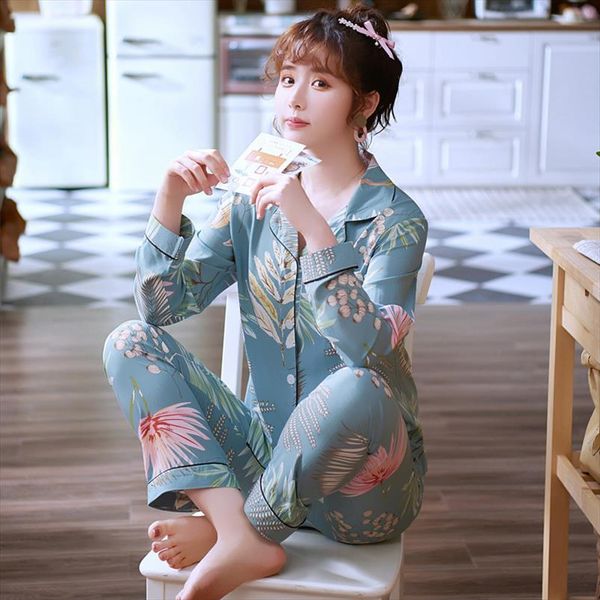 korea fresh flora leaf womens sleepwears pajama sets 100% gauze cotton long sleeve casual sleepwear pyjamas suit 2pcs homewear clothes, Black;red 
korea fresh flora leaf womens sleepwears pajama sets 100% gauze cotton long sleeve casual sleepwear pyjamas suit 2pcs homewear clothes, Black;red