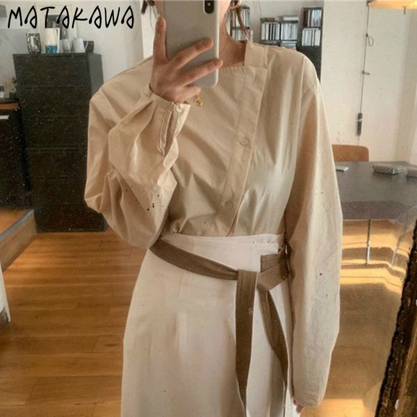 matakawa beveled single-breasted blusas mujer de moda casual long-sleeved women blouses korean fashion clothing loose shirts, White
matakawa beveled single-breasted blusas mujer de moda casual long-sleeved women blouses korean fashion clothing loose shirts, White