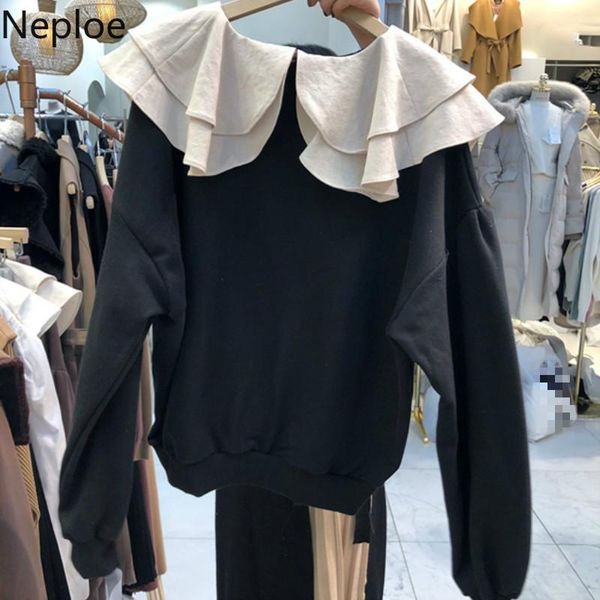 women's hoodies & sweatshirts neploe contrast color hoody women 2021 korean fashion ruffled-collar long sleeve ladies coats loose casua, Black
women's hoodies & sweatshirts neploe contrast color hoody women 2021 korean fashion ruffled-collar long sleeve ladies coats loose casua, Black