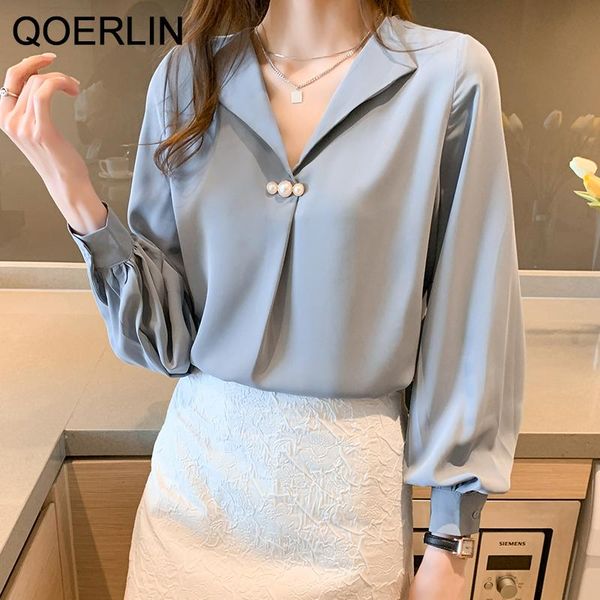 women's blouses & shirts qoerlin beaded formal blouse female 2021 autumn chiffon temperament korean long sleeve loose v-neck ladies shi, White
women's blouses & shirts qoerlin beaded formal blouse female 2021 autumn chiffon temperament korean long sleeve loose v-neck ladies shi, White