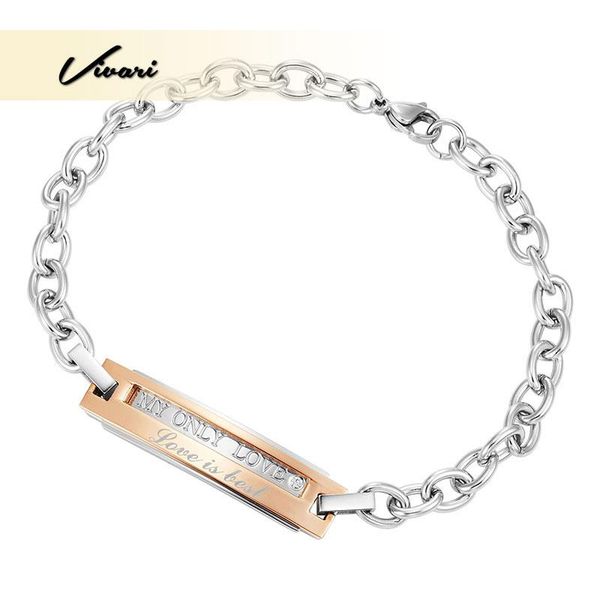 link, chain vivari charm love fashion women rose gold color bracelet stainless steel bracelets & bangle jewelry with lobster clasp, Black
link, chain vivari charm love fashion women rose gold color bracelet stainless steel bracelets & bangle jewelry with lobster clasp, Black