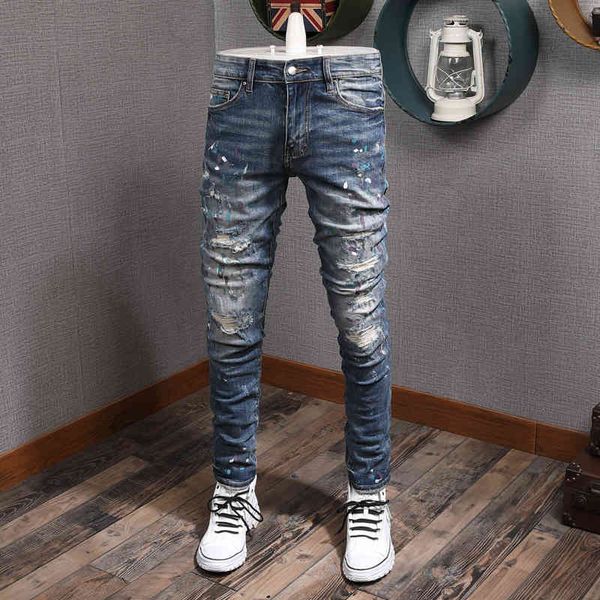 jeans american streetwear fashion men jeans elastic slim fit ripped denim pencil pants painted designer hip hop trousers, Blue
jeans american streetwear fashion men jeans elastic slim fit ripped denim pencil pants painted designer hip hop trousers, Blue