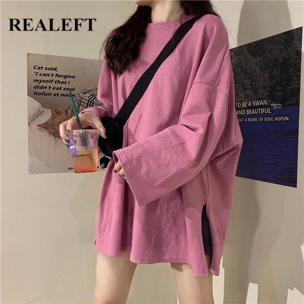 women's t-shirt realeft solid oversize long sleeve t-shirts o-neck side split casual loose shirts tee ladies 2021 spring summer, White
women's t-shirt realeft solid oversize long sleeve t-shirts o-neck side split casual loose shirts tee ladies 2021 spring summer, White
