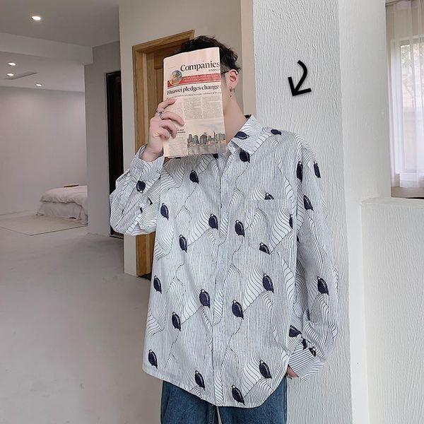 men's casual shirts 2021 spring and autumn contrast color long-sleeved lapel shirt loose temperament trend cotton streetwear, White;black
men's casual shirts 2021 spring and autumn contrast color long-sleeved lapel shirt loose temperament trend cotton streetwear, White;black