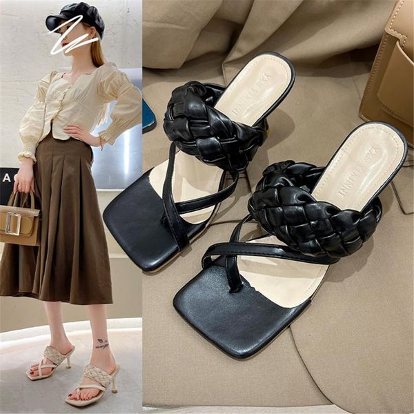 sandals square-toe slippers women's summer 2021 fashion woven flip-flops shoes stiletto high heel and, Black
sandals square-toe slippers women's summer 2021 fashion woven flip-flops shoes stiletto high heel and, Black