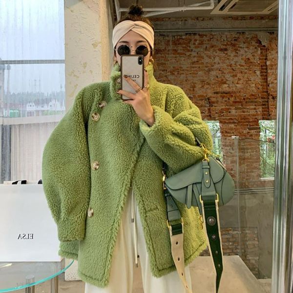 women's fur & faux winter women short jacket thick woolen luxury plush coat casual slim overcoat fashion warm outwear female, Black
women's fur & faux winter women short jacket thick woolen luxury plush coat casual slim overcoat fashion warm outwear female, Black