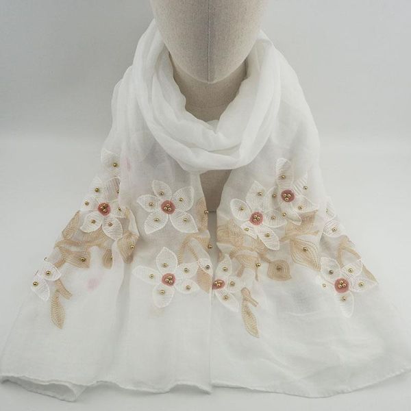 scarves mlrrr arrivals long embroidered shawls (white, blue), Blue;gray 
scarves mlrrr arrivals long embroidered shawls (white, blue), Blue;gray