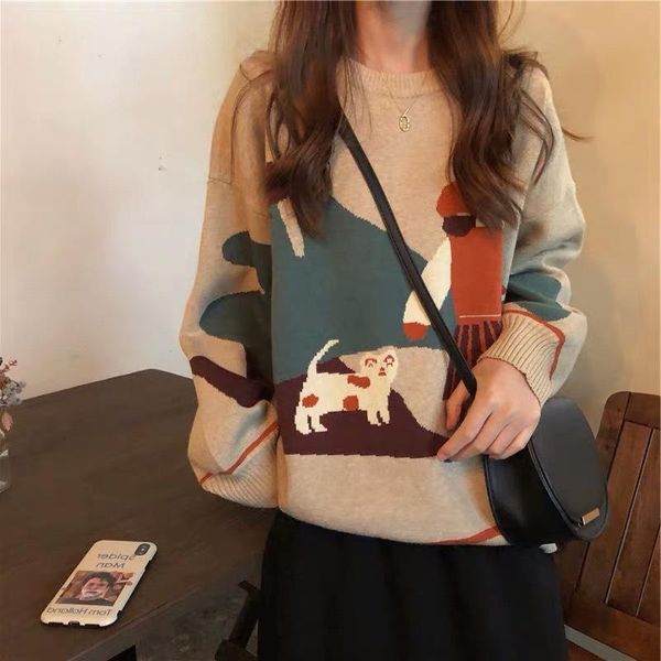 women's sweaters nomikuma loose harajuku sweater women o neck long sleeve all-match pullover jumpers casual korean style pull femme sue, White;black
women's sweaters nomikuma loose harajuku sweater women o neck long sleeve all-match pullover jumpers casual korean style pull femme sue, White;black