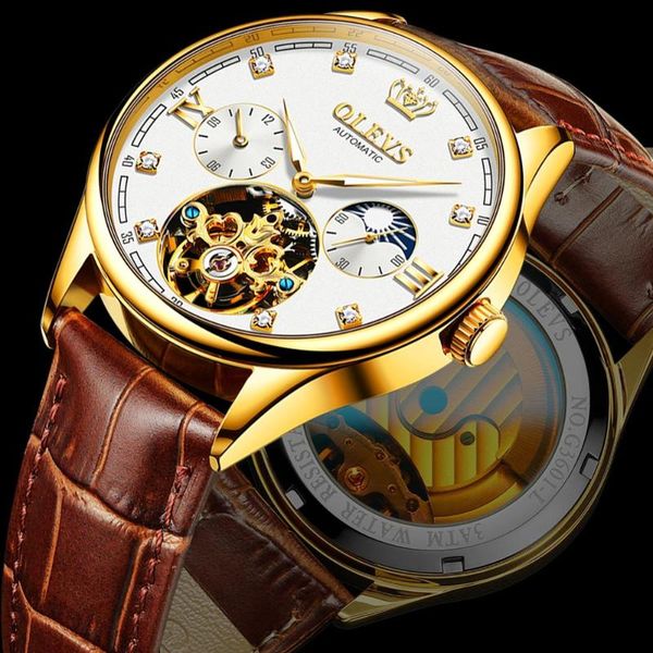 classic mens mechanical watches automatic watch tourbillon clock genuine leather waterproof military wristwatch wristwatches, Slivery;brown
classic mens mechanical watches automatic watch tourbillon clock genuine leather waterproof military wristwatch wristwatches, Slivery;brown