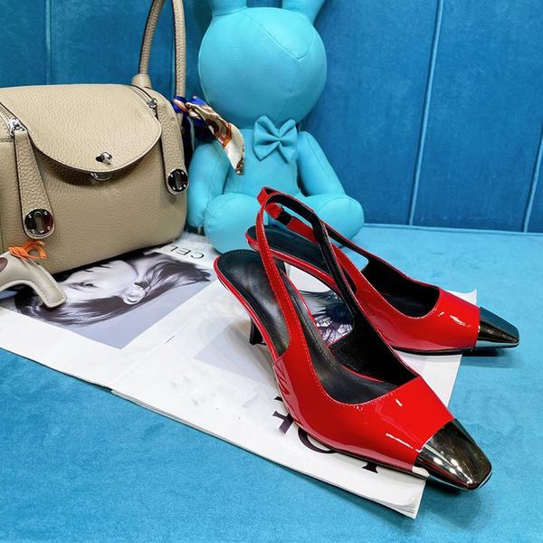 sandals woman shoes patent women genuine leather iron toe back strap red ladies dress chic design, Black
sandals woman shoes patent women genuine leather iron toe back strap red ladies dress chic design, Black