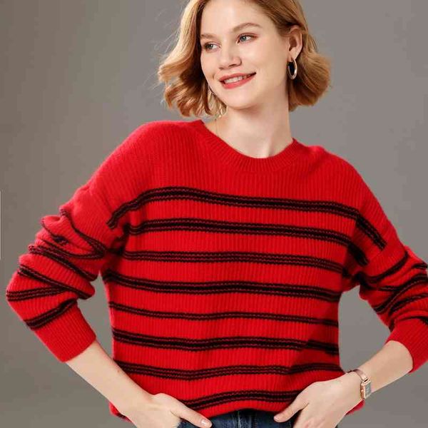 women's sweaters casual female sweater wool 2021, striped cashmere knit round turtleneck, White;black
women's sweaters casual female sweater wool 2021, striped cashmere knit round turtleneck, White;black