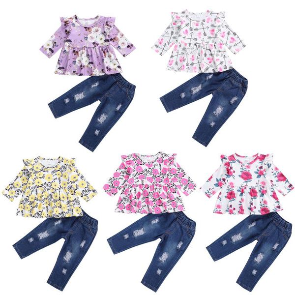 imcute baby spring autumn clothing 2 pieces kids clothes set floral print round neck long sleeve and ripped jeans for girls sets, White
imcute baby spring autumn clothing 2 pieces kids clothes set floral print round neck long sleeve and ripped jeans for girls sets, White