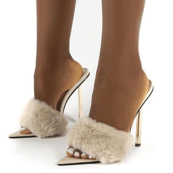 pointed toe thin high heels lazy slippers outside fashion fur shallow ladies party sandals slip-on solid 35-42, Black
pointed toe thin high heels lazy slippers outside fashion fur shallow ladies party sandals slip-on solid 35-42, Black