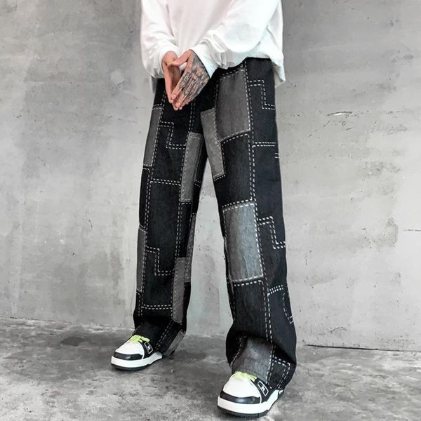 men's pants autumn winter japanese style patchwork hip hop punk jeans high street harajuku casual denim loose trousers, Black
men's pants autumn winter japanese style patchwork hip hop punk jeans high street harajuku casual denim loose trousers, Black