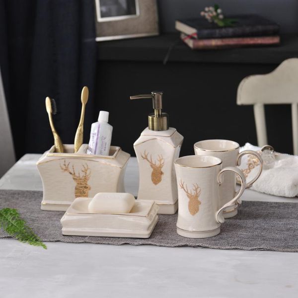 bath accessory set creative light luxury ceramic toiletries 5 piece bathroom lotion bottle toothbrush holder soap dish send a friend gift
bath accessory set creative light luxury ceramic toiletries 5 piece bathroom lotion bottle toothbrush holder soap dish send a friend gift