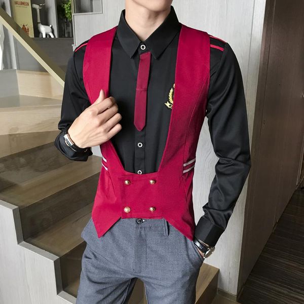 men's business waiter vest british style bar double-breasted dress nightclub work gilet waistcoat suits men chaleco hombre vests, Black;white
men's business waiter vest british style bar double-breasted dress nightclub work gilet waistcoat suits men chaleco hombre vests, Black;white
