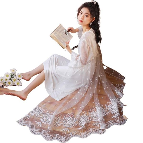 long sleeve cotton princess nightgown suit mesh lace embroidery robe+v neck nightdress 2pcs sets ladies sleepwear homewear women's, Black;red
long sleeve cotton princess nightgown suit mesh lace embroidery robe+v neck nightdress 2pcs sets ladies sleepwear homewear women's, Black;red