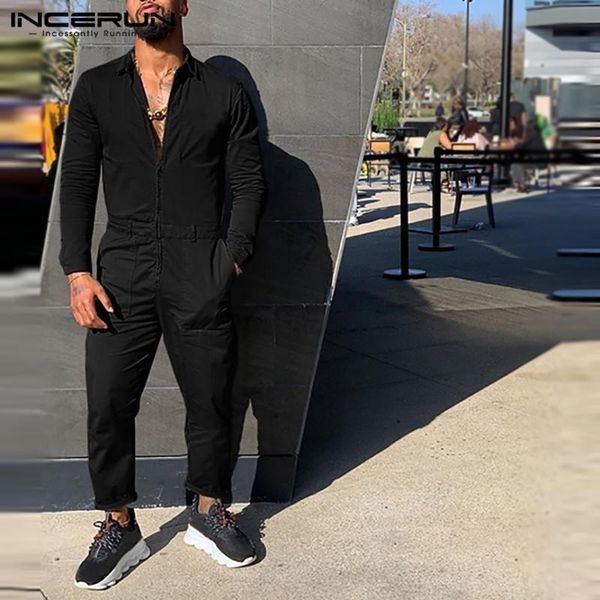 mens pockets suspenders incerun fashion solid jumpsuits men fitness zipper joggers rompers long sleeve lapel cargo bib pants 5xl men's, Black
mens pockets suspenders incerun fashion solid jumpsuits men fitness zipper joggers rompers long sleeve lapel cargo bib pants 5xl men's, Black