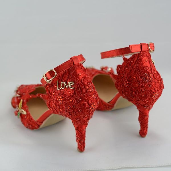dress shoes red lace wedding bride sweet high heels pointed toe pumps ladies party ankle strap shoe, Black
dress shoes red lace wedding bride sweet high heels pointed toe pumps ladies party ankle strap shoe, Black