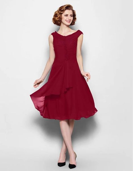 a-line mother of the bride dress off shoulder knee length chiffon sleeveless with buttons 2021 c059, Black;red
a-line mother of the bride dress off shoulder knee length chiffon sleeveless with buttons 2021 c059, Black;red