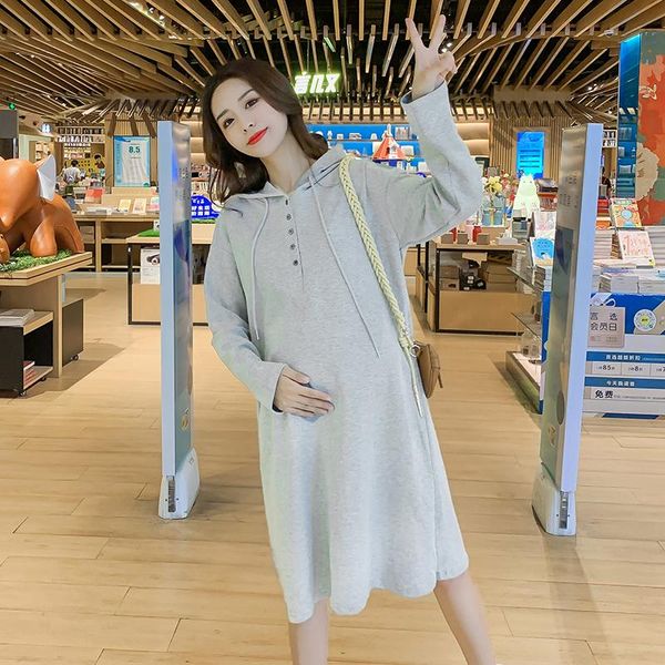 maternity dresses autumn loose cotton dress long sleeve hooded fleece clothes with pockets solid color pregnant woman straight, White
maternity dresses autumn loose cotton dress long sleeve hooded fleece clothes with pockets solid color pregnant woman straight, White