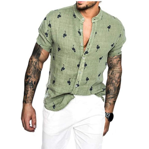 men's casual shirts 2021 short-sleeved shirt 3d printed dove flamingo linen stand collar men cotton homme male summer, White;black
men's casual shirts 2021 short-sleeved shirt 3d printed dove flamingo linen stand collar men cotton homme male summer, White;black