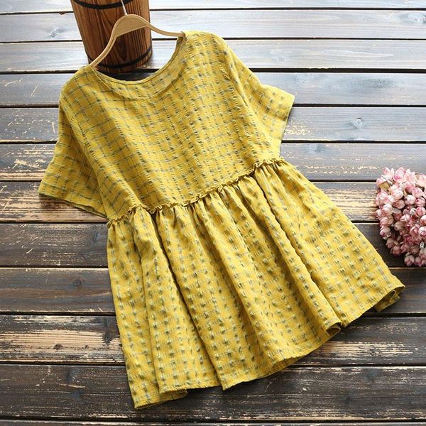 women's blouses & shirts 7861 summer women blouse mori girl loose cotton and linen plaid short sleeve casual solid color o-neck, White
women's blouses & shirts 7861 summer women blouse mori girl loose cotton and linen plaid short sleeve casual solid color o-neck, White