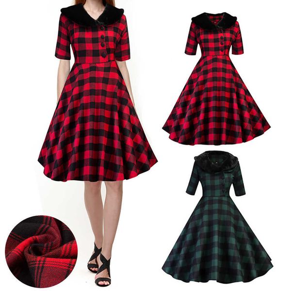 sleeved dress autumn and winter plaid skirt women's hair collar middle sleeve button hairy drs, Black;gray
sleeved dress autumn and winter plaid skirt women's hair collar middle sleeve button hairy drs, Black;gray