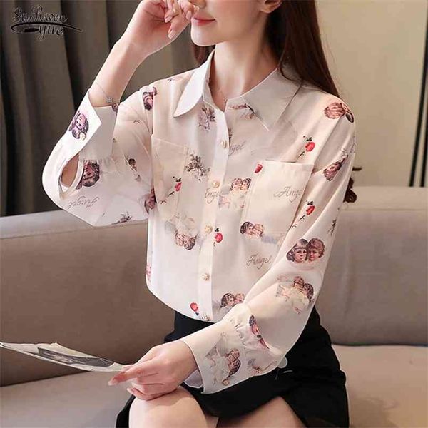 women and blouse long sleeve chiffon shirt korean lantern print floral office lady clothing 8474 210421, White
women and blouse long sleeve chiffon shirt korean lantern print floral office lady clothing 8474 210421, White