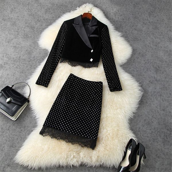 elegant celebrity two-piece party fall female lace jacket and black suit skirt combined
elegant celebrity two-piece party fall female lace jacket and black suit skirt combined