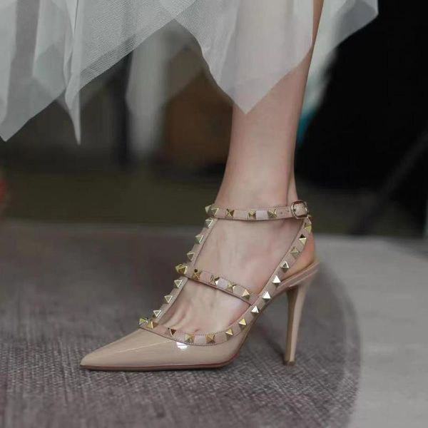 dress shoes kmeioo genuine leather rivets high heel pumps pointed toe thin heels sandals party female office ladies wedding 10cm, Black
dress shoes kmeioo genuine leather rivets high heel pumps pointed toe thin heels sandals party female office ladies wedding 10cm, Black