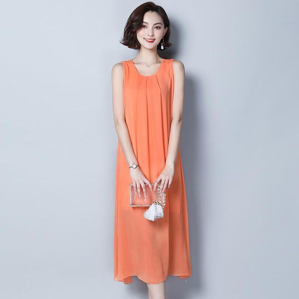 chiffon long dress women tide summer sleeveless o-neck mid-calf solid color casual a-line women's dresses, Black;gray
chiffon long dress women tide summer sleeveless o-neck mid-calf solid color casual a-line women's dresses, Black;gray