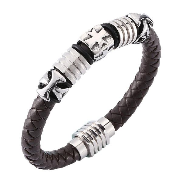 charm bracelets jewelry punk brown braided leather cross bracelet men stainless steel magnetic clasp trendy bangles male gifts pd0138, Golden;silver
charm bracelets jewelry punk brown braided leather cross bracelet men stainless steel magnetic clasp trendy bangles male gifts pd0138, Golden;silver