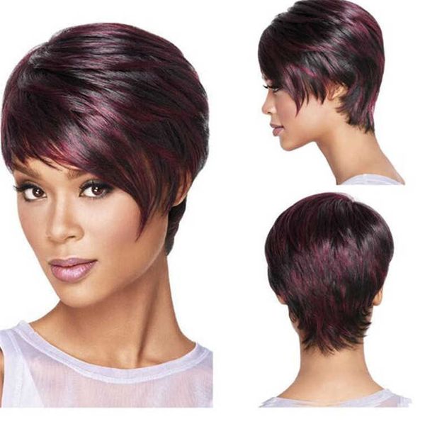 special women's short wine red straight hair selling wig, Black 
special women's short wine red straight hair selling wig, Black