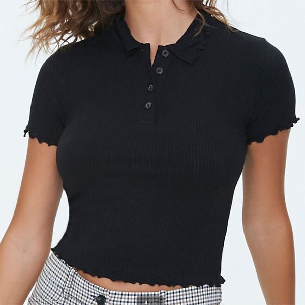 women's t-shirt summer knitted ruffles t shirts women turn down collar short sleeve button slim stretch tshirt casual fashion tees clot, White
women's t-shirt summer knitted ruffles t shirts women turn down collar short sleeve button slim stretch tshirt casual fashion tees clot, White