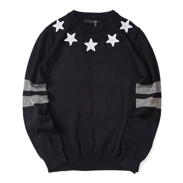 famous men's designer sweater coat stitching star stripe round neck pullover long-sleeved wool spring autumn black and gray s-xl size, White;black
famous men's designer sweater coat stitching star stripe round neck pullover long-sleeved wool spring autumn black and gray s-xl size, White;black