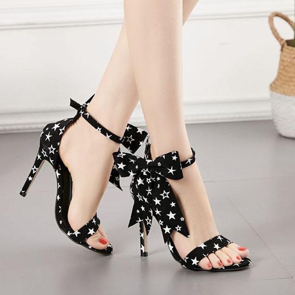 summer sandals mixed colors fashion bow star cross-strap party buckle cover heel thin heels large size 11.5cm high, Black
summer sandals mixed colors fashion bow star cross-strap party buckle cover heel thin heels large size 11.5cm high, Black