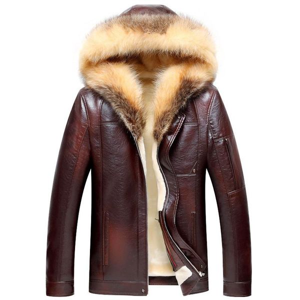 men's fur & faux vsd winter thicken leather jacket men raccoon collar hooded jackets and coats casual long windproof male, Black
men's fur & faux vsd winter thicken leather jacket men raccoon collar hooded jackets and coats casual long windproof male, Black