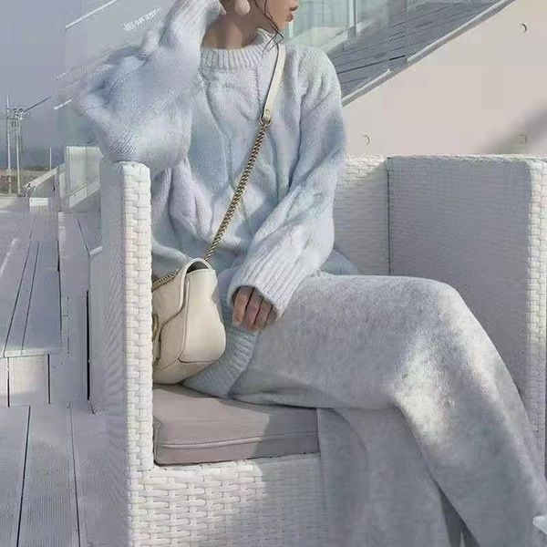 women's two piece pants autumn vintage set women fashion coat +straight knitted sports suits woman outfit 2 sets, White
women's two piece pants autumn vintage set women fashion coat +straight knitted sports suits woman outfit 2 sets, White