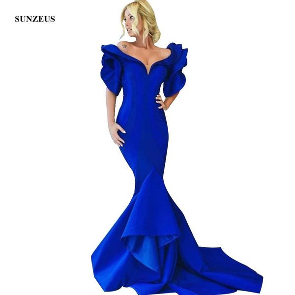 party dresses arabic evening dress sweetheart royal blue special occasion ruffles on shoulder short sleeve 2021 s190, White;black
party dresses arabic evening dress sweetheart royal blue special occasion ruffles on shoulder short sleeve 2021 s190, White;black