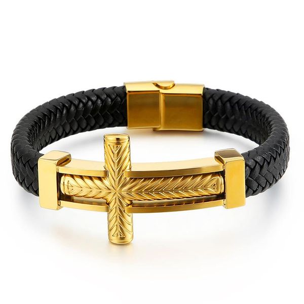 charm bracelets fashion punk cross men stainless steel bracelet geometric pattern striped black braided cowhide leather jewelry, Golden;silver
charm bracelets fashion punk cross men stainless steel bracelet geometric pattern striped black braided cowhide leather jewelry, Golden;silver