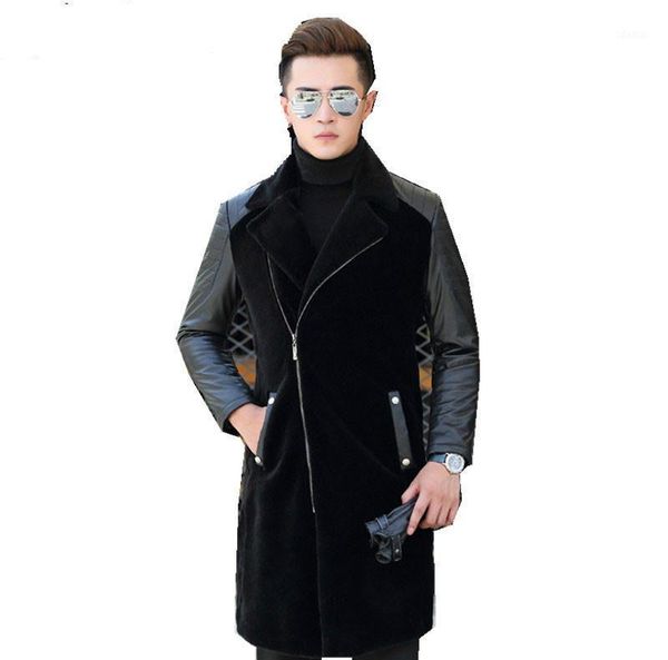 men's leather & faux natural sheep shearling fur coats winter jacket men genuine sheepskin long jackets plus size coat 16019 my751, Black
men's leather & faux natural sheep shearling fur coats winter jacket men genuine sheepskin long jackets plus size coat 16019 my751, Black