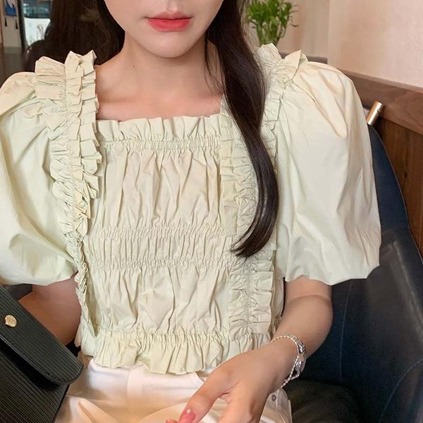 women's blouses & shirts korean chic elegant square collar puff sleeve women simple office ladies crop blouse summer 2021 moda blusas, White
women's blouses & shirts korean chic elegant square collar puff sleeve women simple office ladies crop blouse summer 2021 moda blusas, White