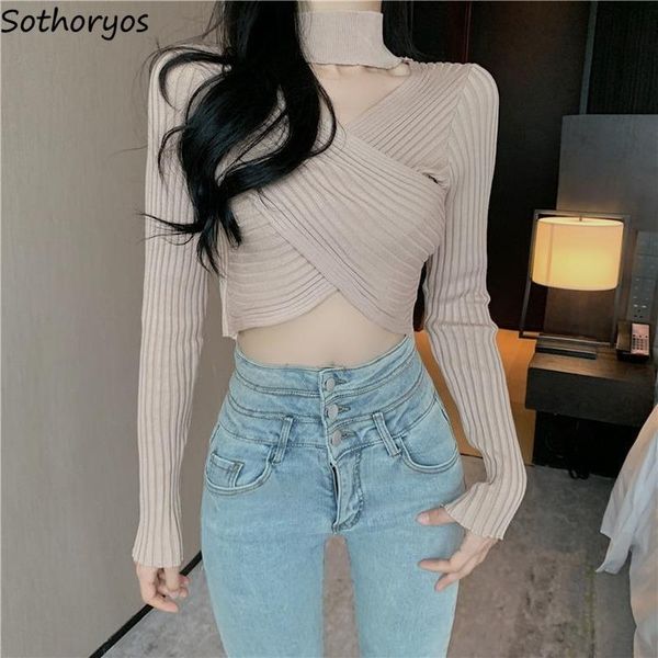 women pullovers sweaters criss-cross hollow out solid crop females leisure chic trendy street wear all-match fashion women's, White;black
women pullovers sweaters criss-cross hollow out solid crop females leisure chic trendy street wear all-match fashion women's, White;black